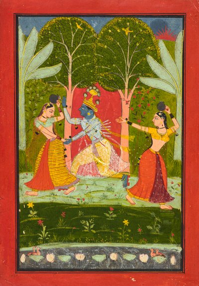 Krishna krever en avgift fra gopiene, ca. 1660 av Indian School