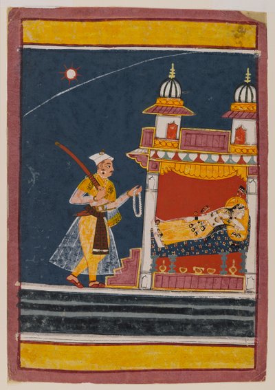 Lalita Ragini, ca. 1650 (wc og gull på papir) av Indian School