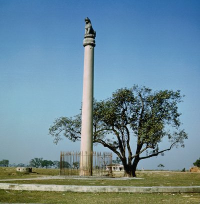 Løvesøyle av keiser Ashoka (ca. 264–223 f.Kr.) av Indian School