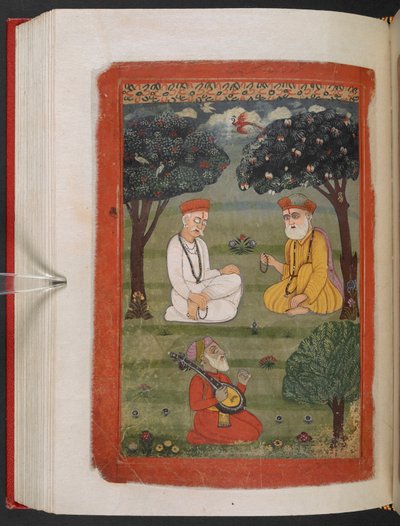 MS Panj B 40, f.131v, Bhagat Kabir ji og Guru Nanak Dev ji møte, illustrasjon fra 