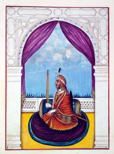 Maharaja Nau Nihal Singh, fra The Kingdom of the Punjab, its Rulers and Chiefs, bind I, et bind med 27 akvarellstudier av en uidentifisert indisk kunstner, ca. 1840 (wc på papir) av Indian School
