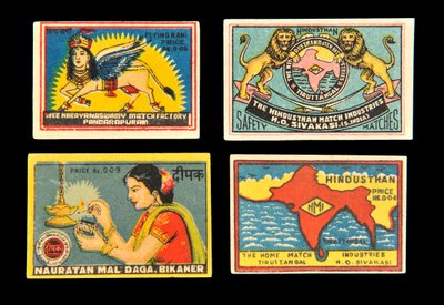 Fyrstikkeske etiketter av Indian School