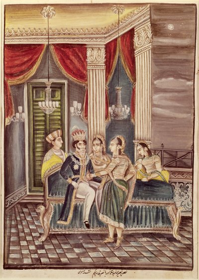 Nasir Ud-Din Haidar (1827-1873) konge av Oudh i sitt palass, 1845 av Indian School