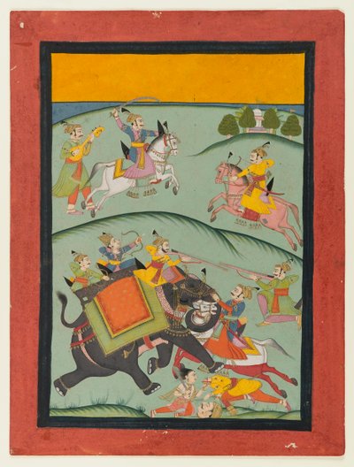 Nata Ragini, side fra en spredt Ragamala-serie, etter 1800 (ugjennomsiktig wc og gull på papir) av Indian School