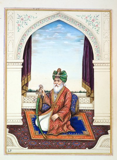 Nawab Mozaffir Khan (Multani), fra The Kingdom of the Punjab, its Rulers and Chiefs, bind II, et bind på 30 akvarellstudier av en uidentifisert indisk kunstner, ca. 1840 (wc på papir) av Indian School