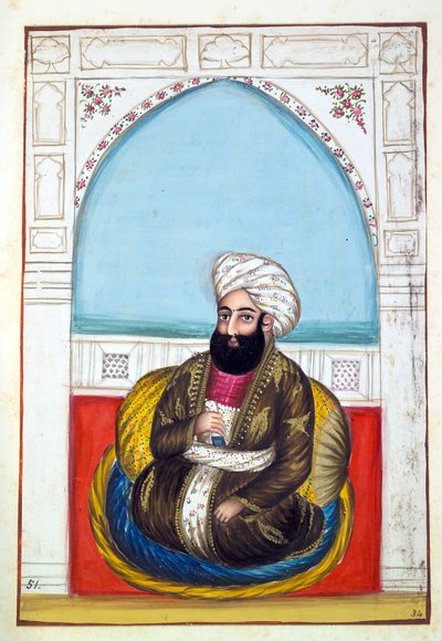 Nawab Synd Mohammad Khan, fra The Kingdom of the Punjab, its Rulers and Chiefs, bind II, et bind på 30 akvarellstudier av en uidentifisert indisk kunstner, ca. 1840 (wc på papir) av Indian School