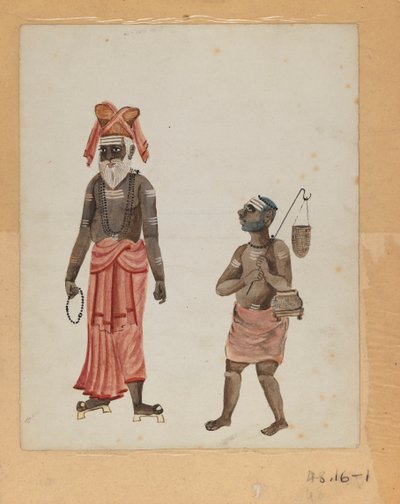 Ett av et sett på ni bilder som viser indianere i forskjellige yrker (wc på papir) av Indian School