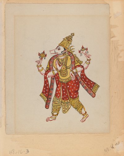 Ett av et sett på ni bilder som viser indianere i forskjellige yrker (wc på papir) av Indian School