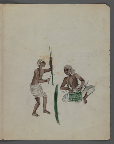 Ett av et sett på ni bilder som viser indianere i forskjellige yrker (wc på papir) av Indian School
