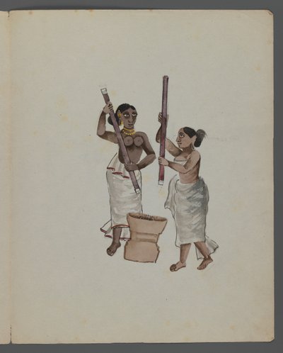 Ett av et sett på ni bilder som viser indianere i forskjellige yrker (wc på papir) av Indian School