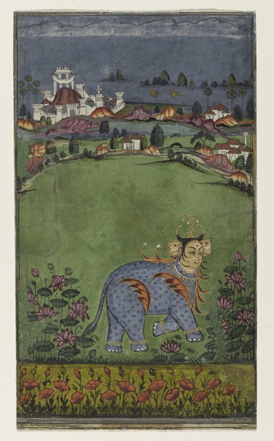 Side fra en astrologisk avhandling, ca. 1750 (ugjennomsiktig wc på papir) av Indian School