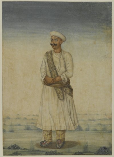 Portrett av en mann (akvarell på papir) av Indian School