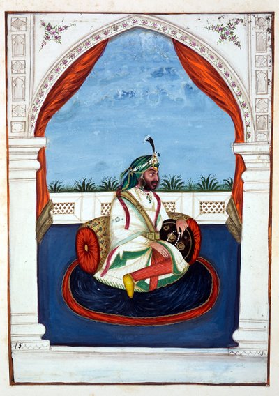 Rajah Lal Singh, fra The Kingdom of the Punjab, its Rulers and Chiefs, bind I, et bind med 27 akvarellstudier av en uidentifisert indisk kunstner, ca. 1840 (wc på papir) av Indian School