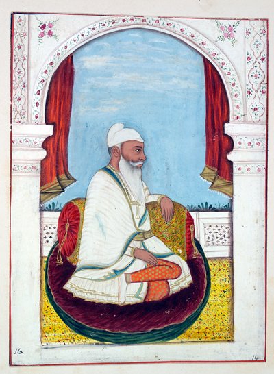 Rajah Lal Singh, fra The Kingdom of the Punjab, its Rulers and Chiefs, bind I, et bind med 27 akvarellstudier av en uidentifisert indisk kunstner, ca. 1840 (wc på papir) av Indian School