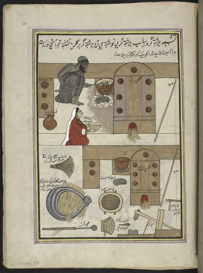 Risparker og kone,  86 tegninger bundet inn i et bind som viser håndverk og yrker i Kashmir, håndverkere vises i arbeid med redskaper og utstyr,  Av en Kashmir-kunstner, sannsynligvis i Srinagar, ca. 1850-60 (gouache på papir) av Indian School