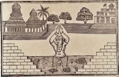 Elvescene (treblokktrykk) av Indian School