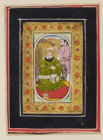 Hersker iført en grønn jama fulgt av en morkisk bærer, 2. halvdel av 1700-tallet (gouache på papp) av Indian School
