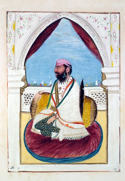 Sirdar Hukm Singh (Malwai), fra The Kingdom of the Punjab, its Rulers and Chiefs, bind II, et bind med 30 akvarellstudier av en uidentifisert indisk kunstner, ca. 1840 (wc på papir) av Indian School