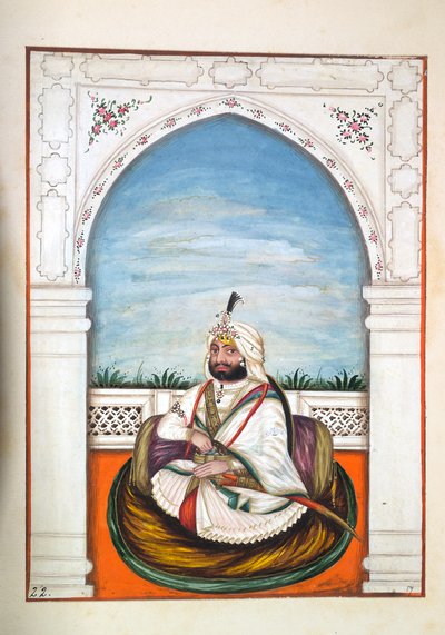 Sirdir Ajit Singh, fra The Kingdom of the Punjab, its Rulers and Chiefs, bind I, et bind med 27 akvarellstudier av en uidentifisert indisk kunstner, ca. 1840 (wc på papir) av Indian School