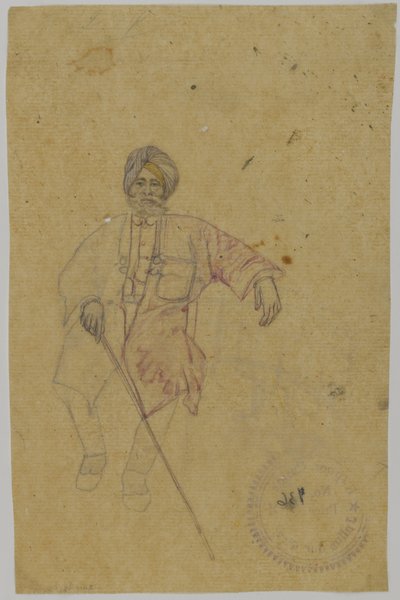 Skisse av en Maharaja (blekk på papir) av Indian School