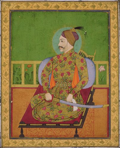 Sultan Abdullah Qutubshah av Golconda (reg. 1626-72) Deccan, Mughal, ca. 1640 (gouache med gull og sølv på papir) av Indian School