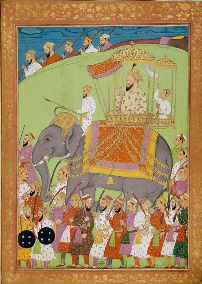 Sultan Babes på en elefant. Indiske og persiske miniatyrer i "" History of India from Tamertante to Orangreyb"" av Niccolo Manucci (1638-1717). B.N., Paris. av Indian School