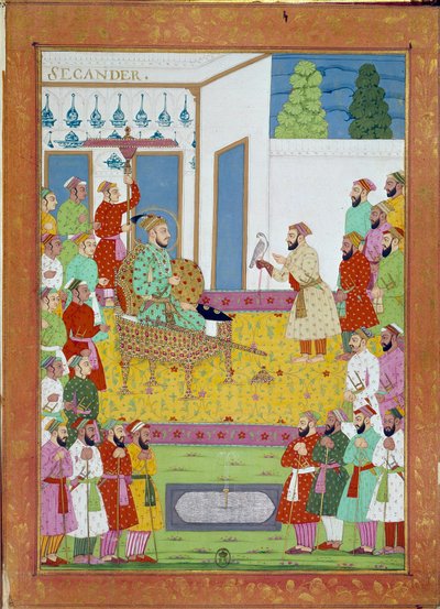 Sultan Iskander med domstolen til Shah Alem. Miniatyr fra en reisehistorie av Niccolo Manucci (1638 - 1717), venetiansk oppdagelsesreisende. India av Indian School