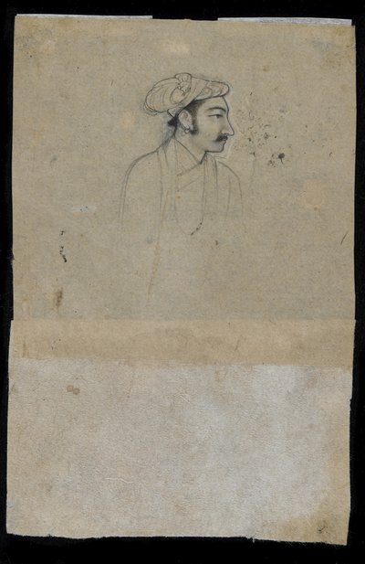 Sultan Khurram (Shah Jahan) (blekk på papir) av Indian School