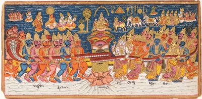 The Churning of the Ocean of Milk, ca. 1825 av Indian School