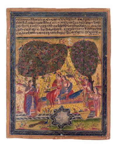 The Musical Mode, Vasant, ca. 1675 (ugjennomsiktig wc og gull på papir) av Indian School