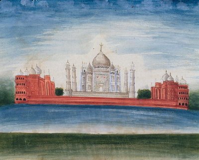 Taj Mahal i Agra (akvarell på papir) av Indian School