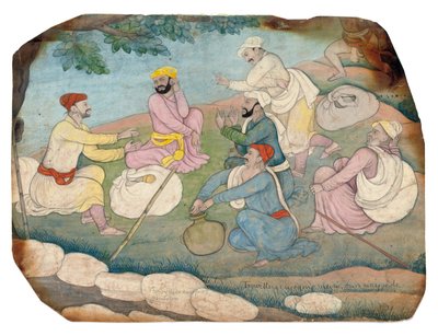 Reisende som nyter musikk ved veikanten, midten av 1700-tallet av Indian School
