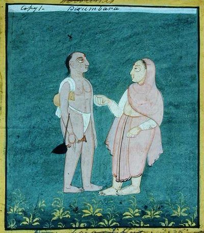 To Digambara Jains, Religious Mendicants, Udaipur, ca. 1810-20 (gouache på papir) av Indian School