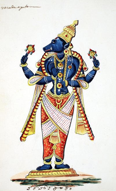 Varaha, villsvinavatar til Vishnu (wc på papir) av Indian School