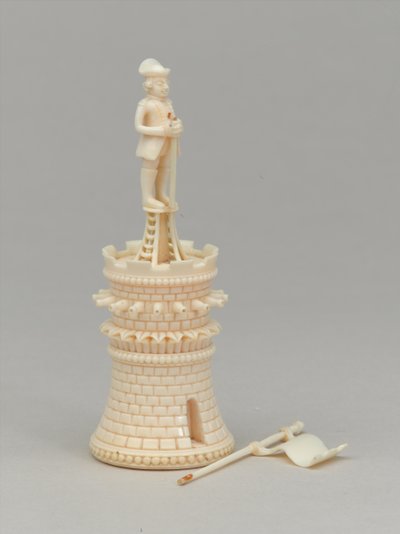 Hvitt tårn, sjakkbrikke, India, 1820 ca av Indian School