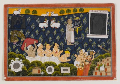 Tilbedelse av Krishna, ca. 1800 (ugjennomsiktig wc på papir) av Indian School