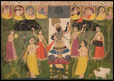 Tilbedelse av Shri Nathji, Bikaner-skolen (maleri) av Indian School