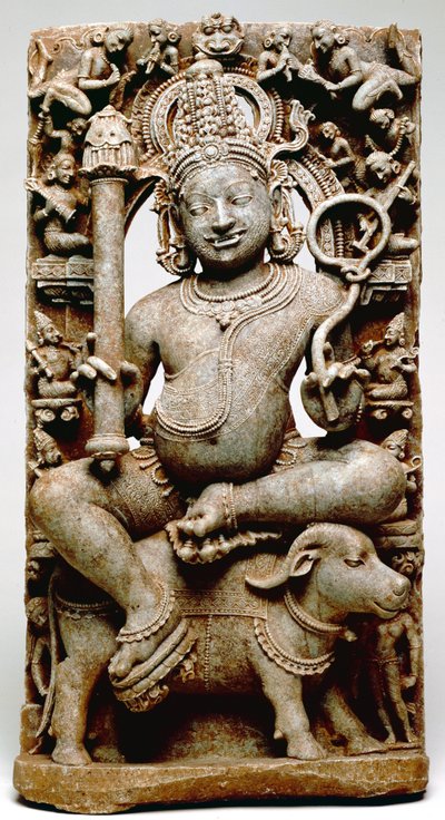 Yama, fra Bhubaneswar, Odisha, 1100 AD (skifer) av Indian School