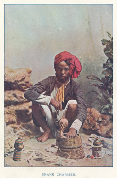 Indiske innfødte: Snake Charmer (farget bilde) av Indian photographer