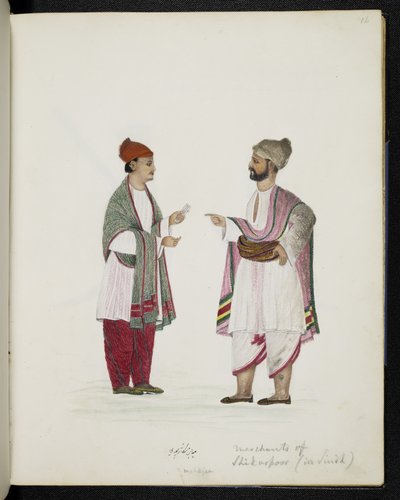 Merchants of Shikarpoor i Sindh (akvarell på papir) av Indo European Indo European