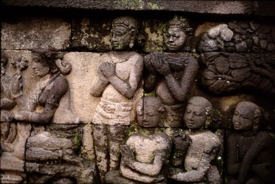 Detalj av eksteriøret, AD 778-850 vulkansk stein av Indonesian