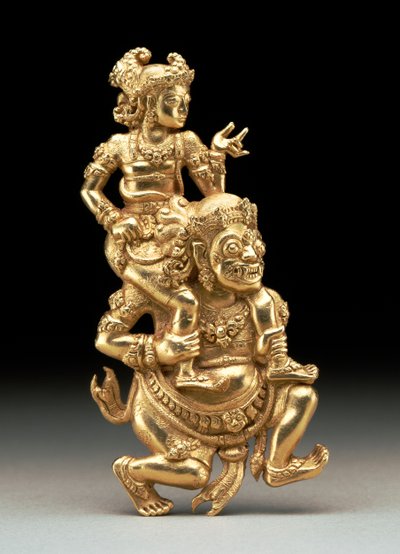 Sutasoma og Kalmasapada (repousse gull) av Indonesian School