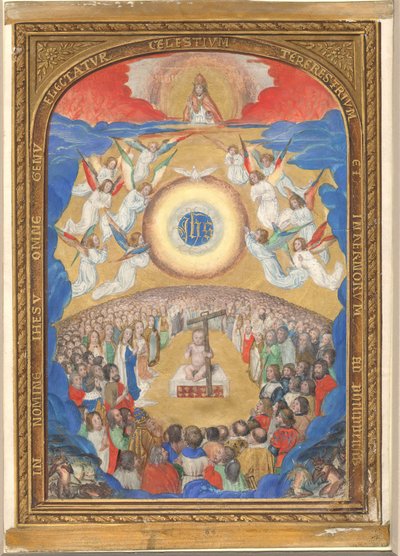 Manuskriptblad med tilbedelse av det hellige navn, fra en timebok, etter 1530. av Influence of Simon Bening