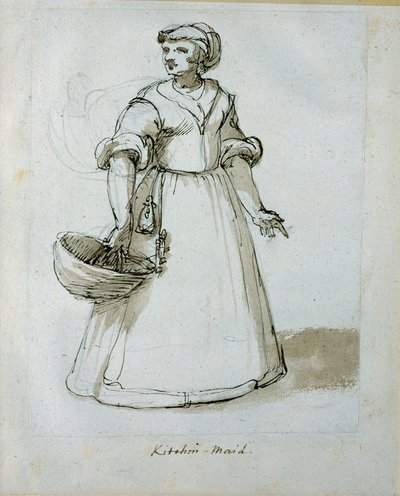 En kjøkkenhjelp (penn og blekk på papir) av Inigo Jones