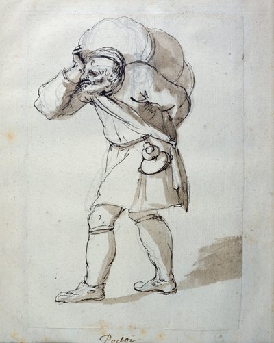 En porter lastet (penn og blekk på papir) av Inigo Jones