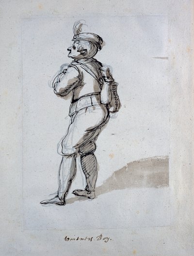 En vingårdsgutt (penn og blekk på papir) av Inigo Jones