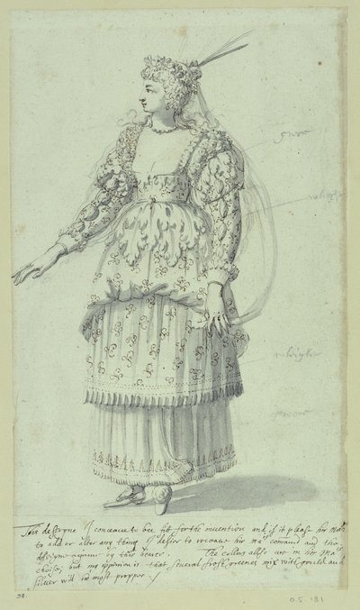 Chloris: siste skisse for Henrietta Maria, ca. 1631 (penn og blekk på papir) av Inigo Jones