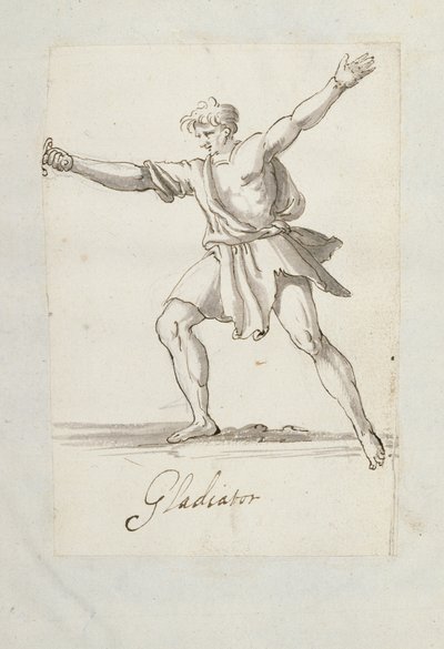 Gladiator (penn og blekk på papir) av Inigo Jones