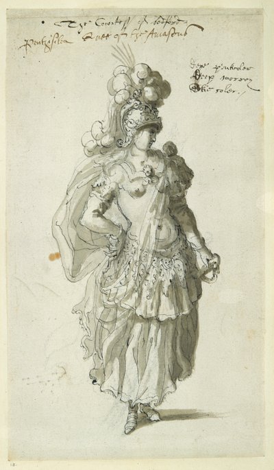 Penthesilea, ca. 1609 (penn og blekk på papir) av Inigo Jones