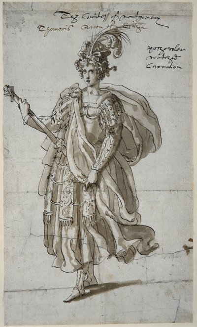 Dronning Tomyris av Massagetai, ca. 1609 (penn og blekk på papir) av Inigo Jones